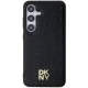 DKNY Samsung Galaxy S24 Case Leather Pattern Metal Logo MagSafe, Black