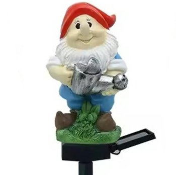 Saules dārza lampa ar LED, rūķis ar lejkannu, 41 cm