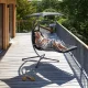Hanging Chaise Lounge Chair MultiGarden Outdoor Swing with Stand and Canopy, Grey