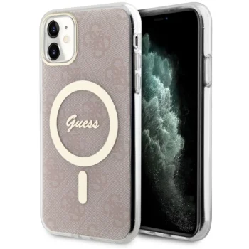 Guess iPhone 11 Case IML 4G Gold Stripe, Pink