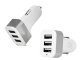 Auto lādētājs ar 3x USB portiem (1.1A, 2.1A, 3.1A), balts/sudraba