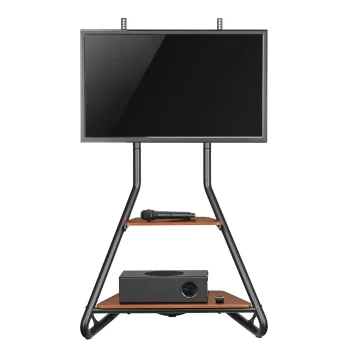 Maclean MC-455 Freestanding TV Stand 37-75'' with Wooden Shelves, 40kg Max, Black