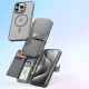 Dux Ducis Lawa Genuine Leather Wallet Case for iPhone 15 Pro Max, Gray