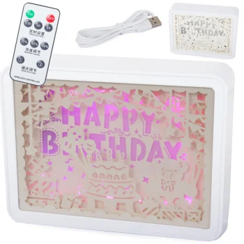 3D Paper Cutout Night Light with RGB LED, Remote & Touch Control, White