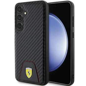 Ferrari Samsung Galaxy S24+ Case Carbon Stitched Bottom, Black