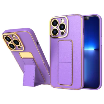 Dėklas iPhone 12 Pro su atlenkiamu stovu, violetinis