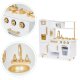 Large wooden play kitchen for children with fridge and phone, ECOTOYS, white-gold