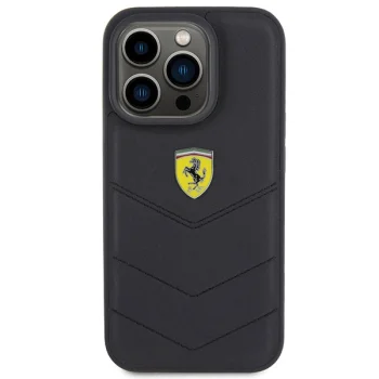 Ferrari iPhone 15 Pro Case Quilted Metal Logo, Black