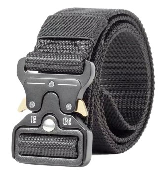 Tactical Webbing Belt with Quick Release Buckle, Grey