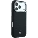 Mercedes Leather Semi Wrap Wood Effect MagSafe Case for iPhone 17/18 Pro Max - Black