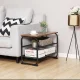 Industrial Shoe Bench with Seat and 2 Storage Shelves