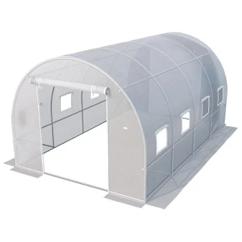 Walk-in Polytunnel Greenhouse 13x8 ft with Galvanized Steel Frame