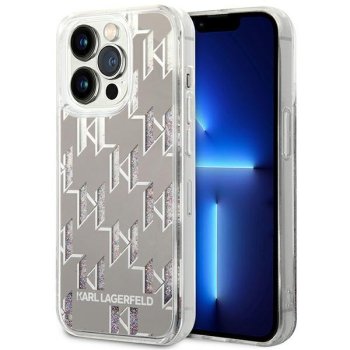 Apple iPhone 14 Pro Max 6.7" Karl Lagerfeld Liquid Glitter Monogram Case Cover (KLHCP14XLMNMS), Silver
