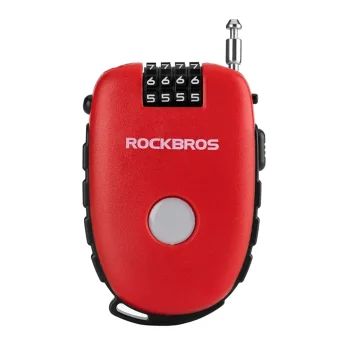 Rockbros 32420981001 Bicycle Lock with Retractable Cable - Red