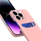 Hurtel iPhone 14 Pro Max Leather Stand Case with Card Slot, Pink