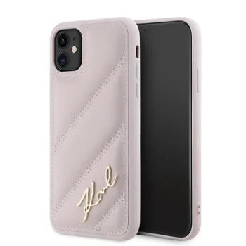 Karl Lagerfeld iPhone 11 / XR Case Diagonal Quilted Script, Pink