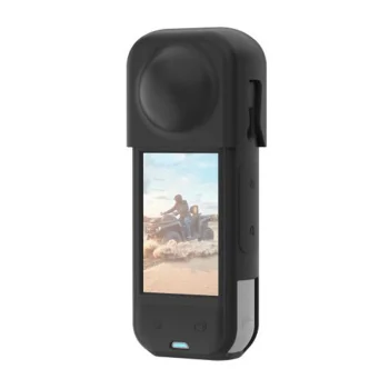 PULUZ Silicone Protective Case with Lens Cover for Insta360 X5, Black