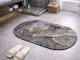 Non-Slip Bath Mat 60x40 cm, Quick Dry Absorbent Oval Bathroom Rug for Shower