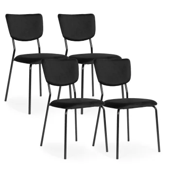 Velvet Dining Chairs Set of 4 ModernHome for Kitchen and Living Room, Black