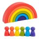 Wooden Blocks Arcade Logic Game Rainbow with Pawns Jhtoy-281