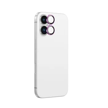 AmazingThing Camera Lens Glass with Aluminum Frame for iPhone 16 / 16 Plus, Pink