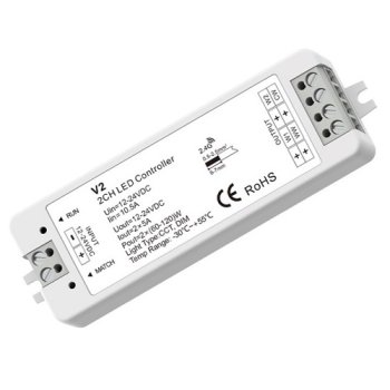V2 CCT LED Controller 12-24V 2x5A RF & Push Dimming