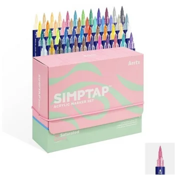ARRTX Simptap Acrylic Paint Marker Pens with Brush Tip, 48 Colours