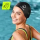 TSUNAMI Silicone Swim Cap for Long Hair, Black