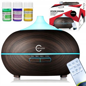 Carruzzo Electric Ultrasonic Air Humidifier Diffuser with Remote Control and Essential Oils for Aromatherapy, 500 ml