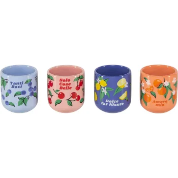 Bialetti Mercato Della Frutta Espresso Cup Set, 4 Pieces, 90 ml