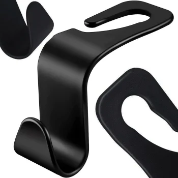 Car Headrest Hook Hanger for Bags and Clothes, Black