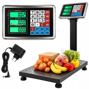 Electronic Platform Scale 200 kg, 40 x 30 cm with Post Display and Tare Function