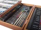 Art Set in Wooden Suitcase 174 Pieces, Dark Brown