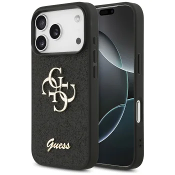 Guess iPhone 17 Pro Case Fixed Glitter Big 4G, Black
