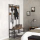 Leobert Coat Rack with Shoe Shelves, 100x40x186 cm, Rustic Brown/Black