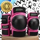 Kids Knee and Elbow Pads with Wrist Guards Set 6 pcs, Size XS, Pink