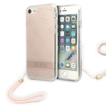 Apple iPhone 8 / 7 / SE (2020) (2022) 4.7" Guess 4G Print Strap Case Cover (GUOHCI8H4STP), Pink