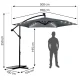Plonos 488200 Garden Parasol with LED Lights and Cover, 350 cm, Grey