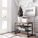 Industrial Shoe Bench with Seat and 2 Storage Shelves