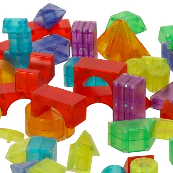 Magnetic Building Blocks for Kids, Glowing 3D Elements, 64 Pcs