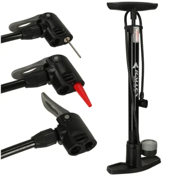 Rallex Floor Bicycle Pump with Pressure Gauge, 11 Bar, Black