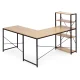 ModernHome Corner Desk with Bookshelf, Light Oak