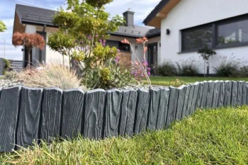 Decorative Lawn Edging WOOD 58 × 12.5 cm, Anthracite