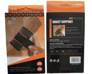 Elastic Wrist Support Brace with Velcro, Grey/Orange
