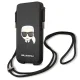 Karl Lagerfeld Ikonik Saffiano Karl\'s Head Phone Bag - Black