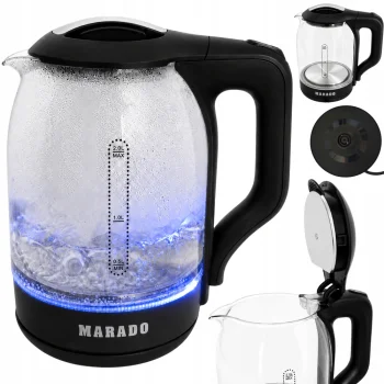 Electric Kettle, Glass, 1500W, 2L, with LED Illumination, Black