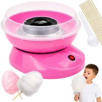 Cotton Candy Machine 480W with Sticks and Measuring Spoon, Pink
