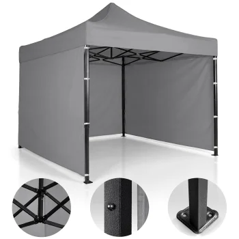 Plonos Garden Pavilion with 3 Walls 3x3m, Grey