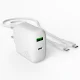 Puro Daily Prolite 45W USB-C & USB-A Power Delivery Charger with USB-C Cable, White