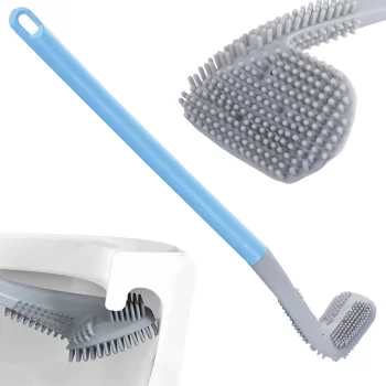 Silicone Toilet Brush with Wall Mount, Blue